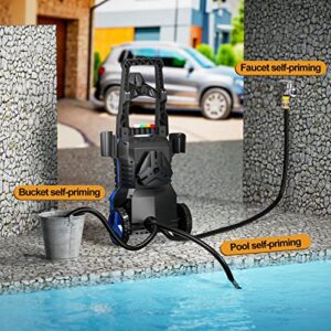 Pecticho Powerful Electric Pressure Washer - 3500 PSI Electric Power Washer, 2.5 GPM Power Washers Electric Powered with 4 Interchangeable Nozzle and Foam Cannon, Stop System Cleans Cars/Fence/Patio