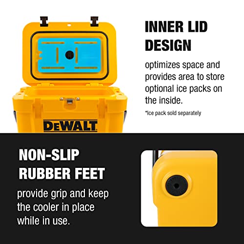 DEWALT 25 Qt Roto Molded Cooler, Heavy Duty Ice Chest for Camping, Sports & Outdoor Activities