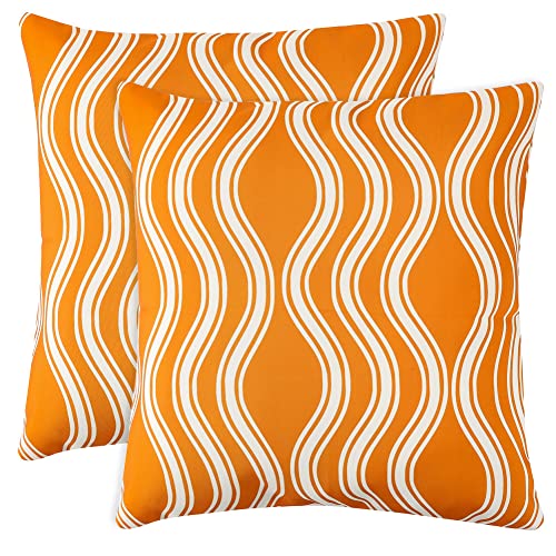 Outdoor Waterproof Throw Pillow Covers, Outdoor Patio Pillows Waterproof, Geometric Pillowcases, Waterproof Cushion Cover, Outdoor Pillow for Patio Furniture Outdoor Sun Umbrella Garden Sofa (Orange)