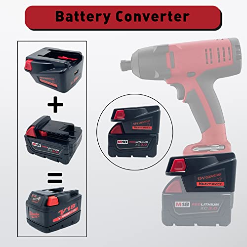 M18V18 Battery Adapter Converter for Milwaukee M18 18V Lithium-ion Battery to Milwaukee V18 18V NI-CD Battery (with USB Port)