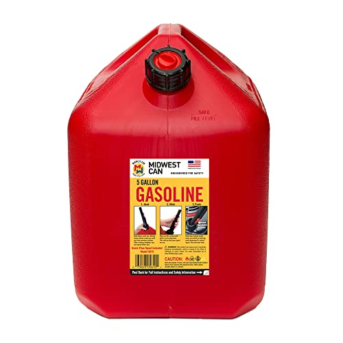 Midwest Can Company 5610 5 Gallon Gas Can Fuel Container Jugs w/ Spout (2 Pack)