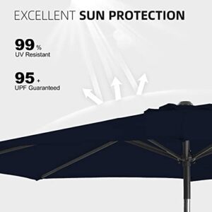 wikiwiki 9 FT Patio Umbrellas Outdoor Table Market Umbrella with Push Button Tilt/Crank,8 Sturdy Ribs, Fade Resistant Waterproof POLYESTER DTY Canopy for Garden, Lawn, Deck, Backyard & Pool