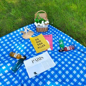 Dnyta Plastic Table Cloths for Parties Disposable 70.8x70.8 Inch Birthdays Picnic Table Cover Blue Gingham Checkered Plastic Tablecloths