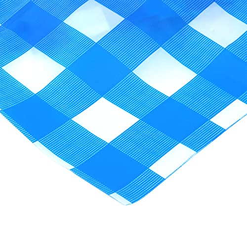 Dnyta Plastic Table Cloths for Parties Disposable 70.8x70.8 Inch Birthdays Picnic Table Cover Blue Gingham Checkered Plastic Tablecloths
