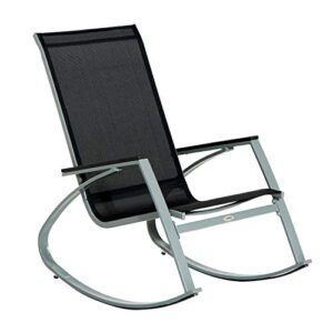 outsunny outdoor modern front porch patio rocking sling chair – black/silver