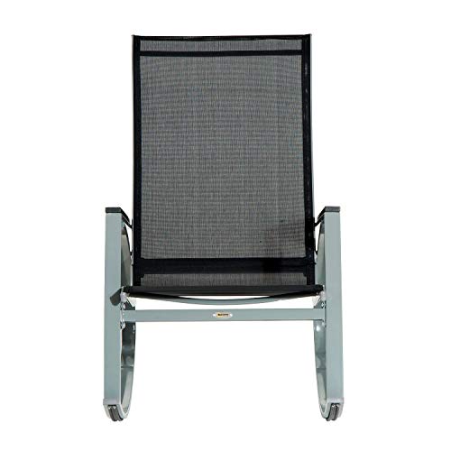 Outsunny Outdoor Modern Front Porch Patio Rocking Sling Chair - Black/Silver