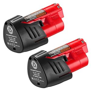2 Pack 3000mAh M12 Replacement Battery for Milwaukee M12 Battery, Compatible with Milwaukee M12 XC Cordless Power Tools Replace for 48-11-2401, 48-11-2402, 48-11-2440, 48-11-2411
