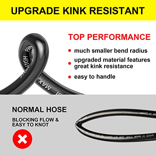POHIR Pressure Washer Hose 50FT 1/4, Upgrade 4000PSI Kink Free Super Flex Power Washing Hose, Universal Electric Power Washing Replacement/Extension Hose with M22 to 3/8 Quick Connect Adapter 6 Set