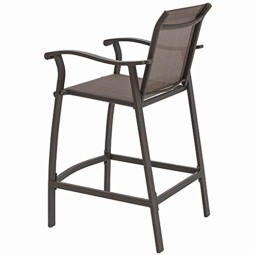 Crestlive Products Outdoor Counter Height Bar Stools Set of 2 Classic Patio Furniture Bar Chairs with Heavy Duty Aluminum Frame in Antique Brown Finish (Brown)