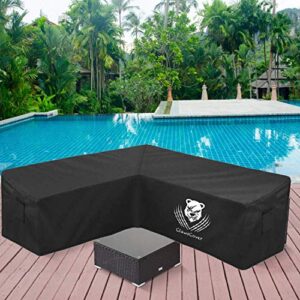 ClawsCover V-Shaped Outdoor Patio Sectional Sofa Covers Waterproof Heavy Duty Rip-Stop Anti-UV Oxford Cloth Patio Furniture Couch Cover Protector,6 Windproof Straps,Air Vent,100" L/100 Lx 32" Dx31 H