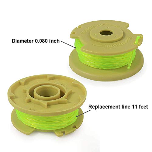 THTEN 11ft 0.080" Replacement Trimmer Spool for Ryobi One Plus AC80RL3 18v 24v and 40v Cordless Trimmers Line Refills Weed Wacker Auto-Feed Twist Single Line Parts