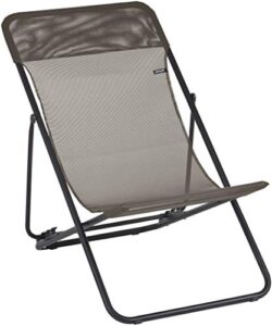 lafuma maxi transat folding sling chair (graphite grey canvas, set of 2) foldable adirondack w/ titane steel frame