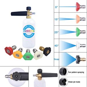 DUSICHIN DUS-007 Snow Foam Lance Foam Cannon Adjustable Jet Wash Quick Release 5 Pressure Washer Nozzles for Car Detailing Pressure Washer