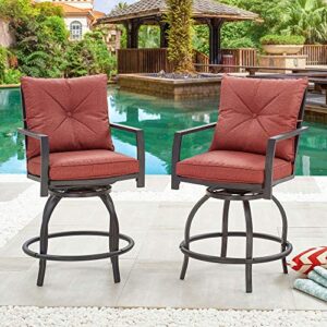 lokatse home patio stools outdoor swivel bar height chairs set of 2, set, red