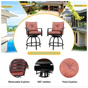 LOKATSE HOME Patio Stools Outdoor Swivel Bar Height Chairs Set of 2, Set, Red