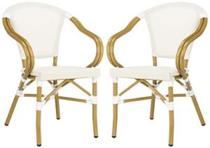 safavieh pat4003b-set2 outdoor collection karine beige stacking arm chair