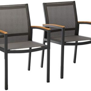 Christopher Knight Home Emma Outdoor Mesh and Aluminum Frame Dining Chair (Set of 2), Gray