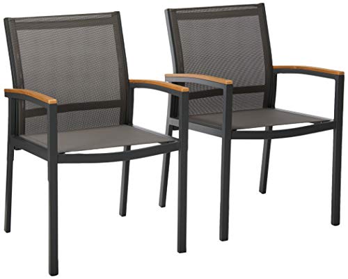 Christopher Knight Home Emma Outdoor Mesh and Aluminum Frame Dining Chair (Set of 2), Gray