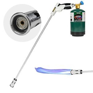 bluefire 35″ long propane torch weed burner self igniting cord free flamethrower weed torch propane burner for yards, lawns, garden work, bbq pits, ice melting