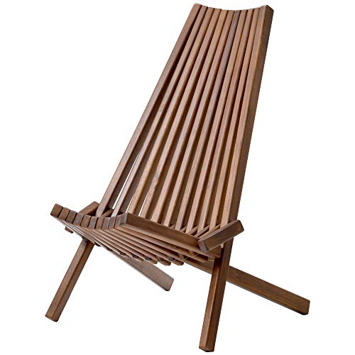 Patio Natural Lounge Chairs Outdoor Folding Wood Chair, Foldable Low Profile Acacia Wood Lounge Chair Perfect for Patio Garden Deck - 21.5 x 30 x 33 Inches