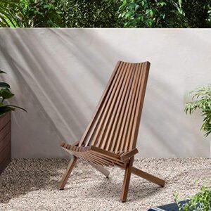 Patio Natural Lounge Chairs Outdoor Folding Wood Chair, Foldable Low Profile Acacia Wood Lounge Chair Perfect for Patio Garden Deck - 21.5 x 30 x 33 Inches