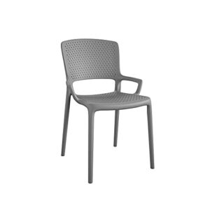 COSCO Outdoor/Indoor Stacking Resin Chair with Square Back and Arms, 2-Pack, Gray