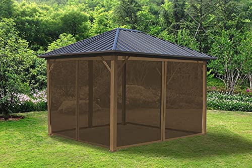 Garden Sunny Gazebo Mosquito Netting Screen 4-Panels Universal Replacement for Patio, Outdoor Canopy, Garden and Backyard (Only Netting) (10'x10', Khaki)