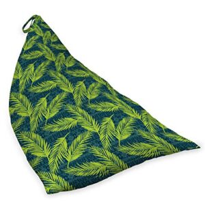 Ambesonne Leaves Lounger Chair Bag, Tribal Aztec Backdrop with Sketched Spiky Palm Tree Leaves, High Capacity Storage with Handle Container, Lounger Size, Yellow Green Jade Green