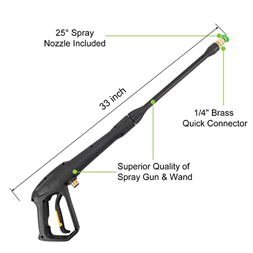 High Pressure Water Spray Gun Wand Jet Nozzle Tips, Power Washer Water Gun Compatible with Some of Greenworks Karcher Ryobi Homelite Powerstroke Electric Pressure Washer Max 1900 PSI