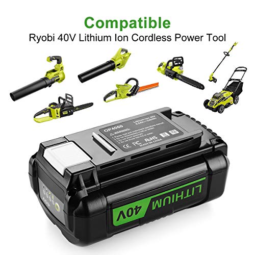 Powilling 40V 6.0Ah Lithium-Ion Battery for Ryobi 40-Volt Cordless Power Tools Li-ion Battery OP4015 OP4026 OP40201 OP40261 OP4030 OP40301 OP4040 OP40401 OP4050 OP4050A OP40501 OP40601