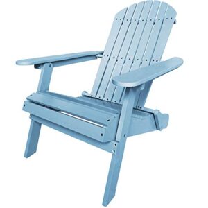 adirondack chair,folding wooden lounger chair，all-weather chair for fire pit/garden/fish with 250lbs duty rating，turquoise