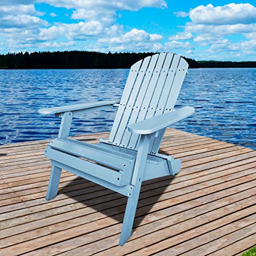 Adirondack Chair,Folding Wooden Lounger Chair，All-Weather Chair for Fire Pit/Garden/Fish with 250lbs Duty Rating，Turquoise