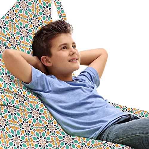 Ambesonne Traditional Lounger Chair Bag, Mediterranean Mosaic Style Colorful Pattern, High Capacity Storage with Handle Container, Lounger Size, Multicolor