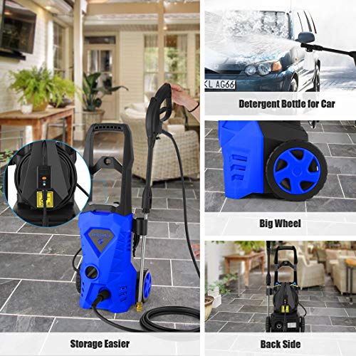 WHOLESUN WS 3000 Electric Pressure Washer, 1.58GPM 1600W High Power Washer Machine with Spray Gun & 4 Nozzles for Cars, Homes, Driveways, Patios