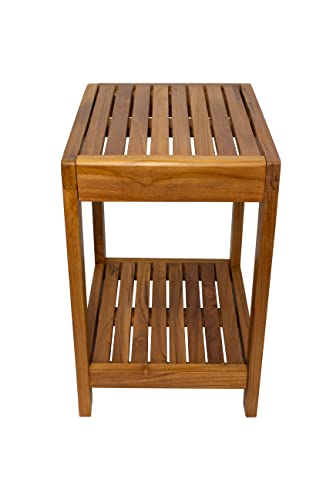 NORDIC STYLE TEAK Wood Shower and Spa Bench with Shelf 18 inch, Indoor and Outdoor Use (Oiled Finish)