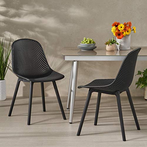 Christopher Knight Home Darleen Outdoor Dining Chair (Set of 2), Black