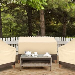 Yipincover Patio Chair Covers Waterproof 2 Pack,Adirondack Chair Covers,Heavy Lounge Deep Seat Chair Covers 600D Oxford Fabric (Beige & Brown,37" W×40" L×30" H)-1Year Warranty