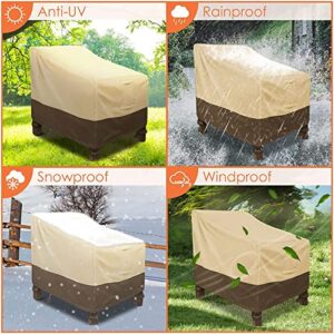 Yipincover Patio Chair Covers Waterproof 2 Pack,Adirondack Chair Covers,Heavy Lounge Deep Seat Chair Covers 600D Oxford Fabric (Beige & Brown,37" W×40" L×30" H)-1Year Warranty
