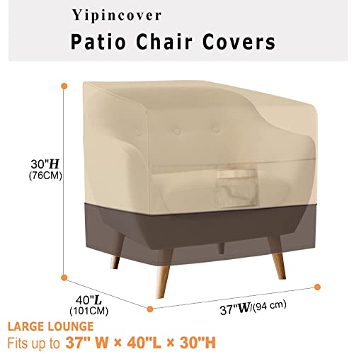 Yipincover Patio Chair Covers Waterproof 2 Pack,Adirondack Chair Covers,Heavy Lounge Deep Seat Chair Covers 600D Oxford Fabric (Beige & Brown,37" W×40" L×30" H)-1Year Warranty