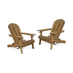 christopher knight home crystal outdoor acacia wood folding adirondack chairs (set of 2), natural