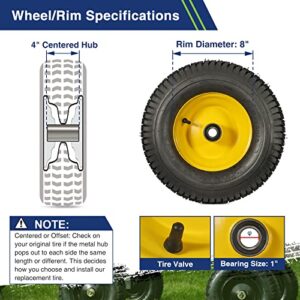 MaxAuto 2Pcs 16x6.50-8 Tire and wheel for Lawn Riding Mowers Garden Tractors, 4" Centered Hub with 1" Axle Bore,Yellow Rim