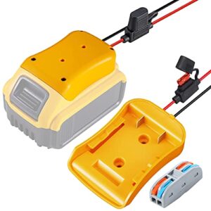 power wheels battery adapter for dewalt 20v battery, power wheels battery conversion kit with fuse and 14 gauge wire connector for rc car,trucks,toys, robotics and work lights for diy projects