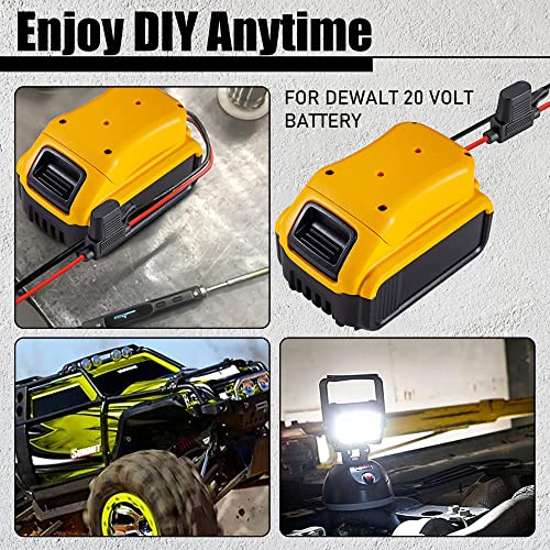 Power Wheels Battery Adapter for Dewalt 20V Battery, Power Wheels Battery Conversion Kit with Fuse and 14 Gauge Wire Connector for RC Car,Trucks,Toys, Robotics and Work Lights for DIY Projects