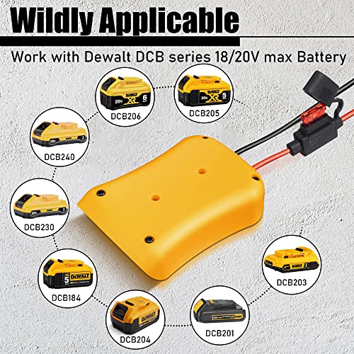 Power Wheels Battery Adapter for Dewalt 20V Battery, Power Wheels Battery Conversion Kit with Fuse and 14 Gauge Wire Connector for RC Car,Trucks,Toys, Robotics and Work Lights for DIY Projects