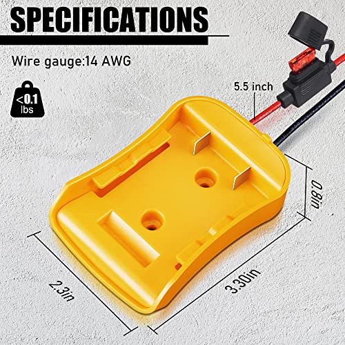 Power Wheels Battery Adapter for Dewalt 20V Battery, Power Wheels Battery Conversion Kit with Fuse and 14 Gauge Wire Connector for RC Car,Trucks,Toys, Robotics and Work Lights for DIY Projects