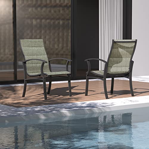 Domi Patio Dining Chairs Set of 2,Bistro Metal Steel Chair with Textilene Mesh Fabric,Outdoor Armchair for Outside Porch,Balcony,Garden,Backyard