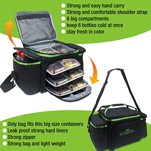 Cooler Lunch Bag Box Insulated by Outdoorwares Large Capacity Durable, to Keep Foods and Drinks in The Right Temperature - Good for Travel, Picnic, Beach Hiking, Camping ETC.(Containers Not Included)