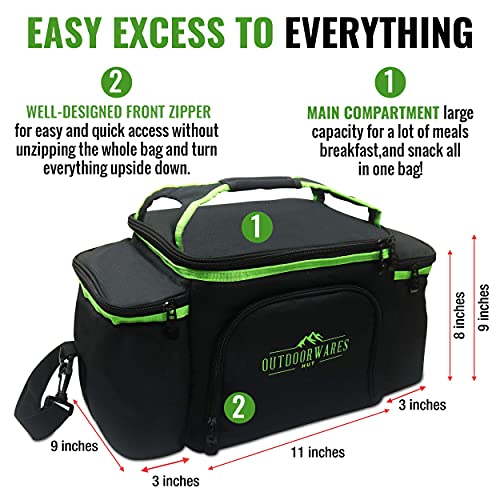 Cooler Lunch Bag Box Insulated by Outdoorwares Large Capacity Durable, to Keep Foods and Drinks in The Right Temperature - Good for Travel, Picnic, Beach Hiking, Camping ETC.(Containers Not Included)