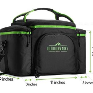 Cooler Lunch Bag Box Insulated by Outdoorwares Large Capacity Durable, to Keep Foods and Drinks in The Right Temperature - Good for Travel, Picnic, Beach Hiking, Camping ETC.(Containers Not Included)