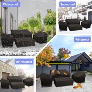 Outrora Patio Furniture Set Cover, 4 Piece Outdoor Furniture Covers Waterproof, All Weather Protection 600D Heavy Duty Patio Sofa Covers